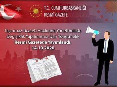 TAŞINMAZ TİCARETİ,  EN SON KANUN DEĞİŞİKLİK YÖNETMELİĞİ
